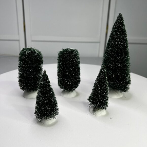 Dept 56 5 Small Assorted Christmas Trees & 3 Unbranded Trees - Picture 2 of 8